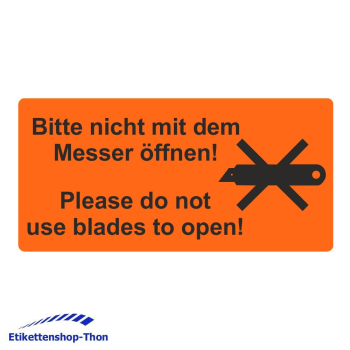 Versandetiketten "Bitte nicht mit dem Messer öffnen! Please do not use blades to open!" auf Rolle - 30 x 62 mm - 1000 Stück